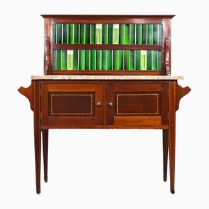 Victorian Mahogany Wash Stand with Marble Top and Tiled Back, 1890