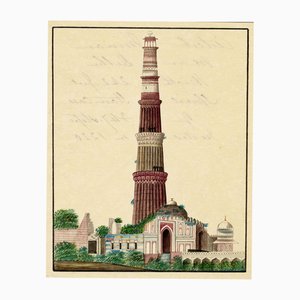 Indian Company School, Qutb Minar, Delhi, 19th Century, Watercolour