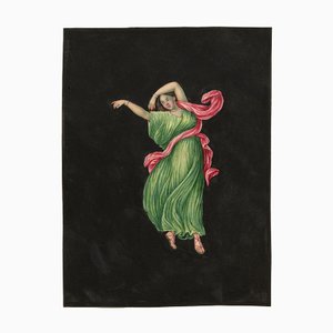 Cerchia di Michelangelo Maestri, Bacchante Dancer Pompeii Affresco, inizio 1800, Guazzo
