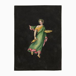Círculo de Michelangelo Maestri, Bacchante con higos Fresco de Pompeya, principios del siglo XIX, Gouache