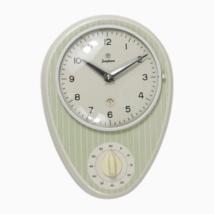 Orologio da parete Mid-Century con timer in stile Max Bill a righe di Junghans, Germania, anni '60