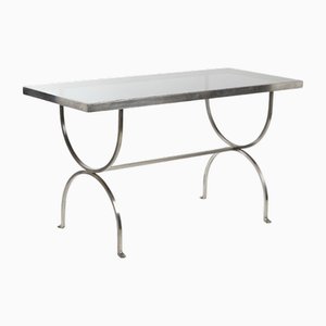 Modernist Brushed Steel and Smoked Glass Console by Maria Pergay, 1970