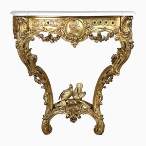 Console Louis XV en Bois Sculpté et Doré, 19ème Siècle