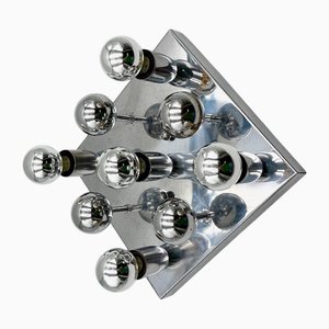 Lampada da parete vintage in metallo cromato con sfere, Italia, anni '70