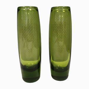 Maigrüne Torpedo Glasvasen von Per Lutken für Holmegaard, Dänemark, 1955, 2er Set