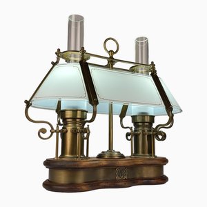 Vintage Wooden and Brass Table Lamp by Qvist & co, Sweden, 1970s