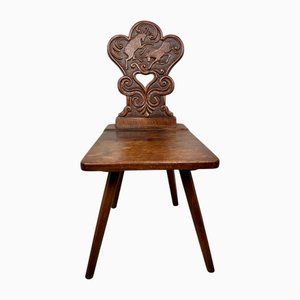 Chaise Escabelle d'Art Populaire des Alpes, Suisse, 1890s