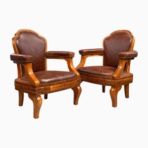 Set of Neo-Baroque Club Leather Armchairs, 1915