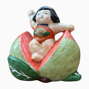 Vintage Japanese Peach Boy Momotarō Figurine, 1950s