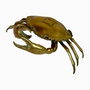 Grande Boîte à Sculpture Crabe Vintage en Laiton, 1920s-40s