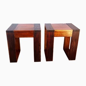 Tables de Chevet Vintage en Bois Exotique, Set de 2