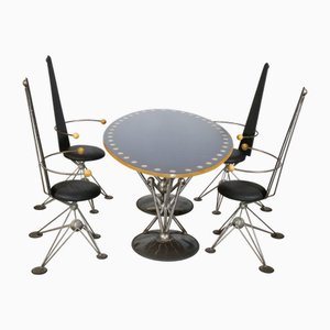 Postmodern Futuristic Dining Room Set Table and Chairs from Krauts, 1990s, Set of 5