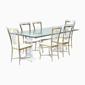 Vintage Table and Chairs by Fabianart for Vereinigte Werkstätten, 1980s, Set of 7