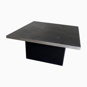 Chrome-Plated Metal and Black Resin Coffee Table, 1970