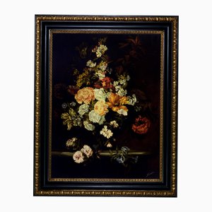Roberto Suraci, Floral Still Life, 1980s, Oil on Canvas, Framed