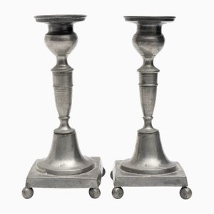 Bougeoirs en Étain par Daniel Eklund, 1850, Set de 2