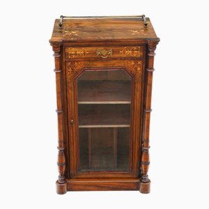 Antike Vitrine aus Wurzelholz mit Intarsien