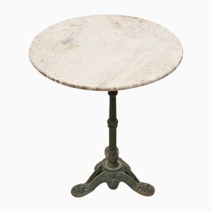 Table de Bistrot Antique en Marbre et Fonte, 1890s