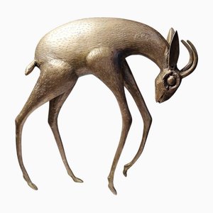 Artista africano, antílope o gacela estilizada, años 50, Lost Wax Bronze