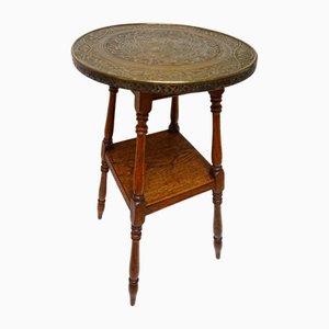 Oriental Copper Gold Topped Side Table, 1930s