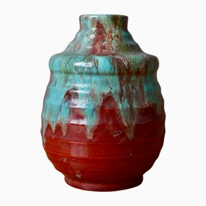 Vaso rosso Art Déco di Cab Céramique Dart De Bordeaux, anni '20