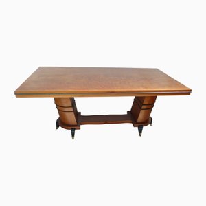 Table de Salle à Manger Art Déco avec Colonnes Semi-Circulaires Inclinées, France, 1920s