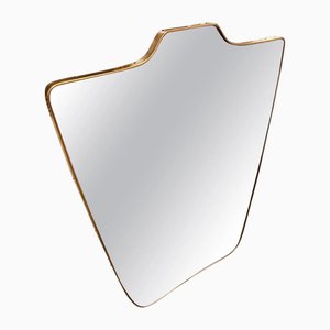 Mid-Century Modern Brass Big Shield Wall Mirror, 1950s