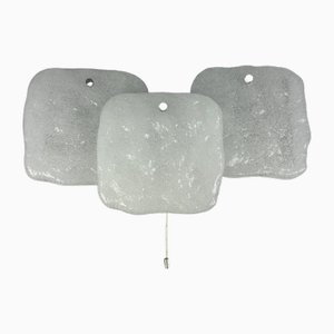 Lámpara de pared austriaca vintage de vidrio hielo de JT Kalmar, años 60