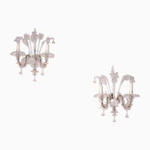 Lámparas de pared de cristal de Murano, siglo XX. Juego de 2