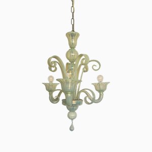 Vintage Three-Light Chandelier in Opal Murano Glass by Master Walter Furlan, 1982