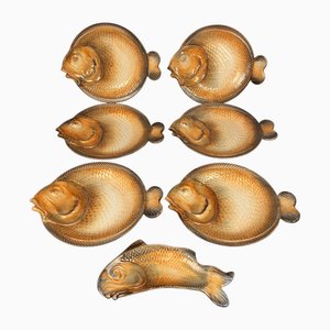 Ceramic Fish Plate Set by Casale M. R.B., 1960s, Set of 7