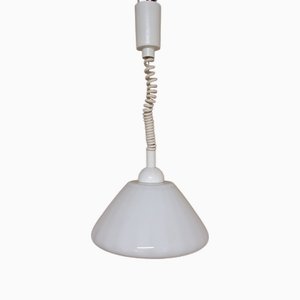 Lámpara colgante vintage con pantalla de vidrio blanco opaco de Hustadt-Leuchten, años 90