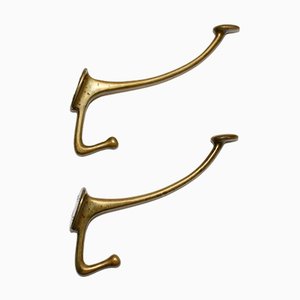 Brass Wall Mounted Coat Hooks by Adolf Loos, 1916, Set of 2