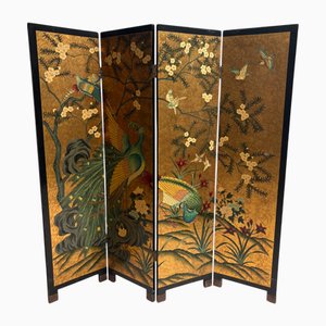 Coromandel-Style Lacquered Screen with Peacocks and Magnolia, 1890s
