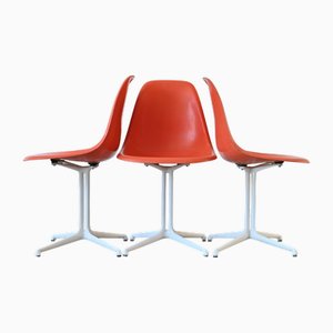 La Fonda Orange Chairs by Charles & Ray Eames for Herman Miller, Set of 3