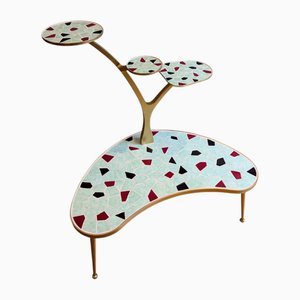 Support pour Plante Vintage en Carrelage Rouge et Noir