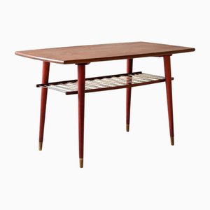 Vintage Scandinavian Coffee Table with Metal Shelf, 1960s