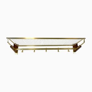 Portemanteau Mid-Century en Teck et Plaqué Laiton, 1960s