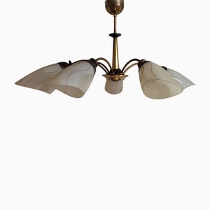 Vintage German Chandelier with Black Metal Frame, 1960s