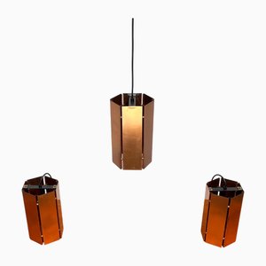 Deutsche Mid-Century Hängelampen aus Kupfer, 1960er, 3er Set, 3er Set
