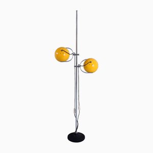 Verstellbare dunkelgelbe Stehlampe mit Doppelkugel von Herda, 1970er