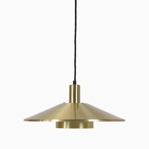 Dänische Goldfarbene Hängelampe von Vitrika, 1970er