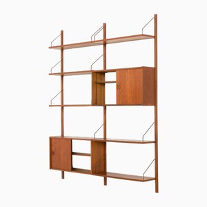 Skandinavisches Vintage Teak Wandregal mit Zwei Schränken von Poul Cadovius, 1960er