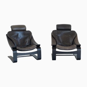 Kroken Armchairs attributed to Ake Fribyter for Nelo, Sweden, 1980s, Set of 2