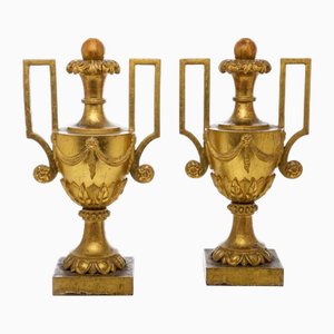 Large Empire Vases with Golden Handles, Set of 2