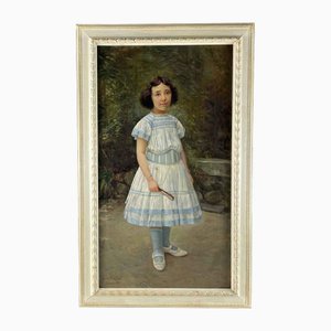 Corinna Modigliani, Portrait of a Little Girl, 1904, Oil on Canvas, Framed