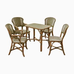 Set de Bistrot en Rotin Tissé, France, 1960s, Set de 5
