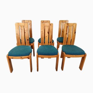 Dänische Esszimmerstühle aus Kiefernholz, 1970er, 6er Set