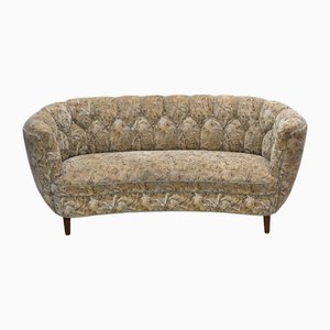 Geschwungenes dänisches 3-Sitzer Sofa aus mehrfarbigem Original Möbelstoff und Buchenholz, 1970er