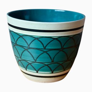 Grafischer grüner Keramik Pot Cache von Scheurich, 1970er